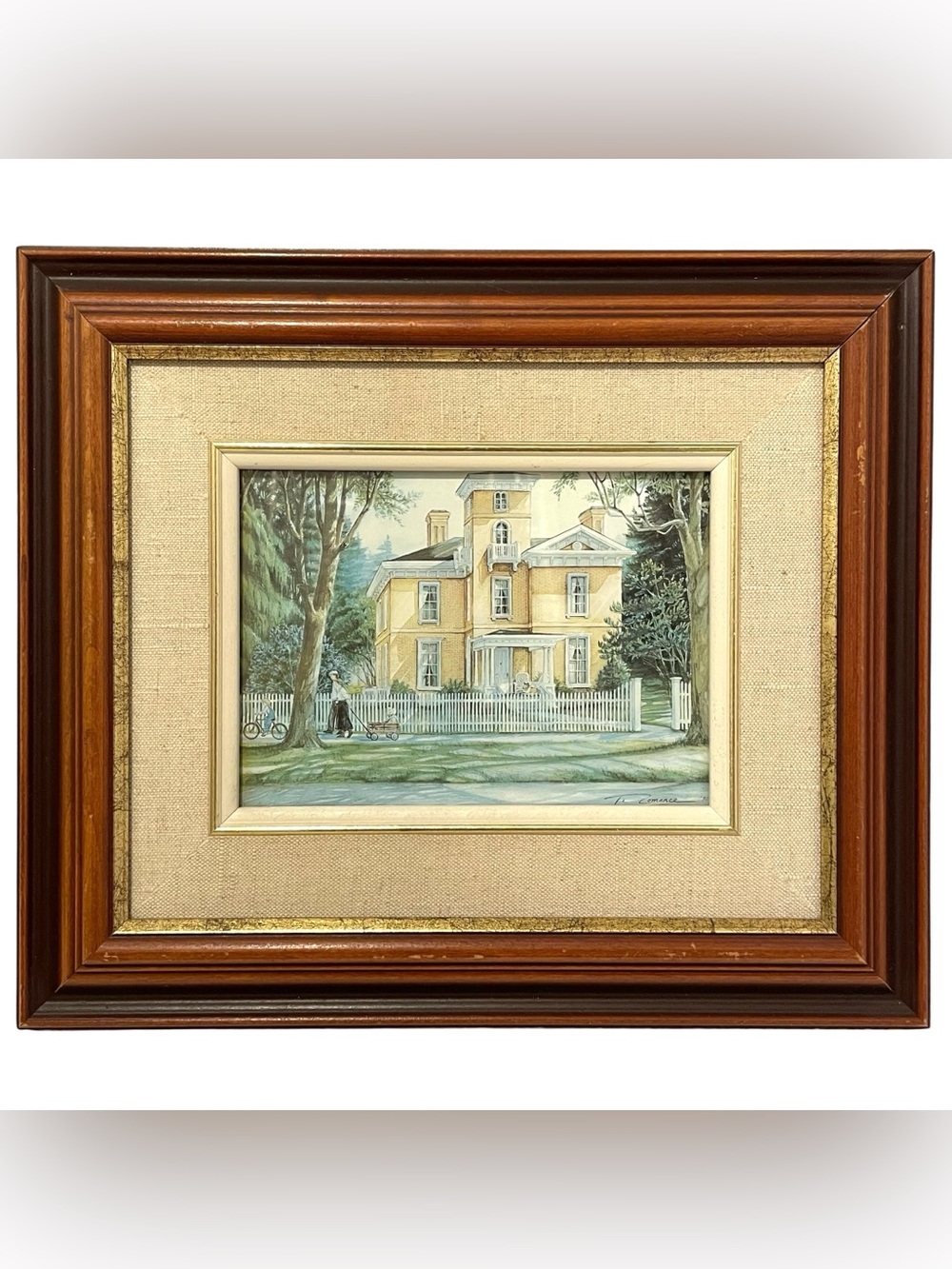Vintage 1980s Trisha Romance Signed "The Rectory" Framed Art Print Canadian Arti